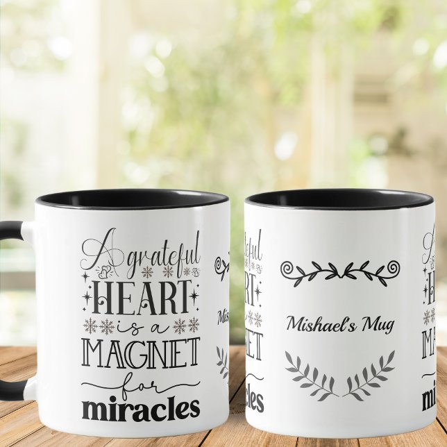 black and white, Grateful Heart Mug (Creator Uploaded)
