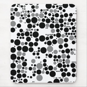 Black and white grayscale retro circles mouse pad