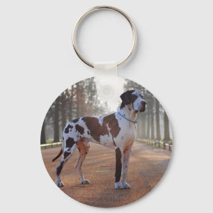 Black and White Great Dane Key Ring