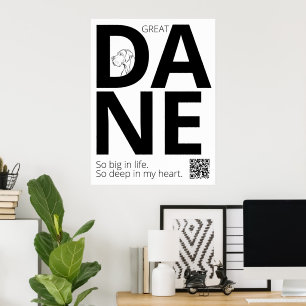 Black and White Great Dane Minimal  Poster