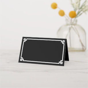 Black and White Greek Key Border Wedding Place Card