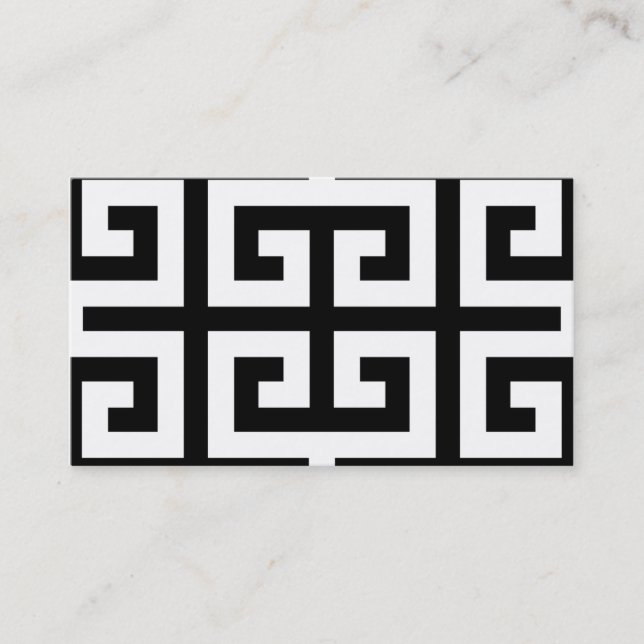 Black and White Greek Key Business Card (Front)