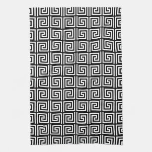 Black and White Greek Key design Kitchen Towel