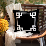 Black and White Greek Key | Editable Colours Cushion<br><div class="desc">Design your own custom throw pillow in any colour combination to perfectly coordinate with your home decor in any room! Use the design tools to change the background colour and the Greek key border colour, or add your own text to include a name, monogram initials or other special text. Every...</div>