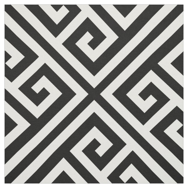 Black and White Greek Key Large Scale Fabric (Swatch)