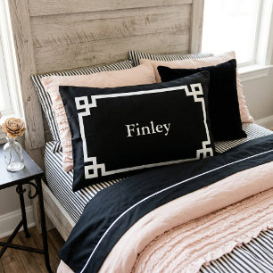 Black and White Greek Key Monogram Standard Pillowcase