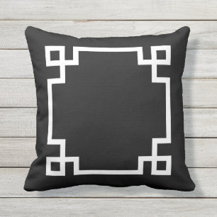 Black and White Greek Key Outdoor Cushion