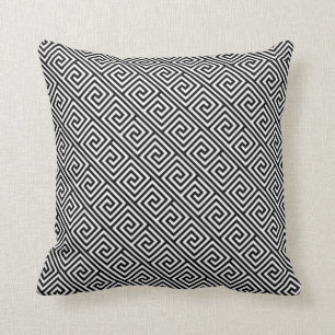 Black and White Greek Key Pattern Cushion