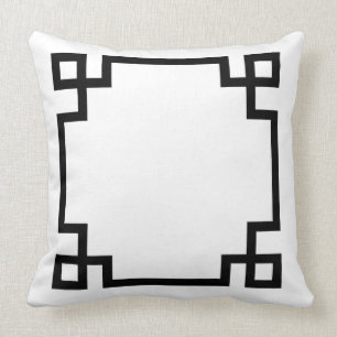 Black and White Greek Key Pattern Throw Pillow