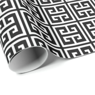 Black and White Greek Key Pattern Wrapping Paper