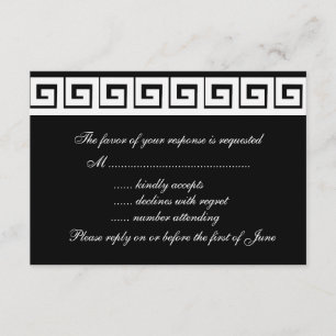 Black and White Greek Key  RSVP Cards