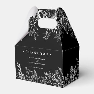 Black and White Greenery Wedding Favour Box