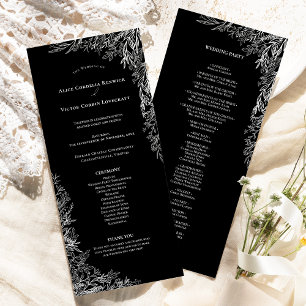 Black and White Greenery Wedding Flat Program