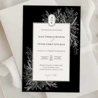 Black and White Greenery Wedding Monogram