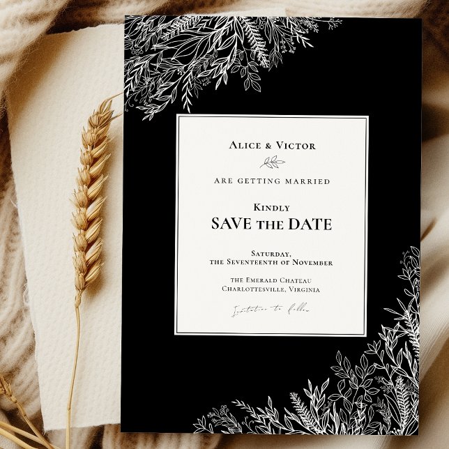 Black and White Greenery Wedding Save The Date (Creator Uploaded)