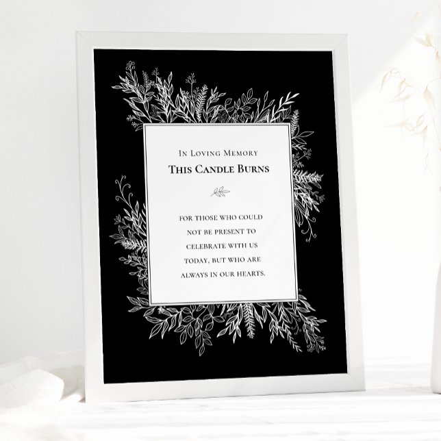 Black and White Greenery Wedding This Candle Burns Poster (Creator Uploaded)