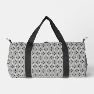 black and white grey geometric fine pattern duffle bag