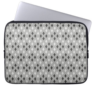 black and white grey geometric fine pattern laptop sleeve