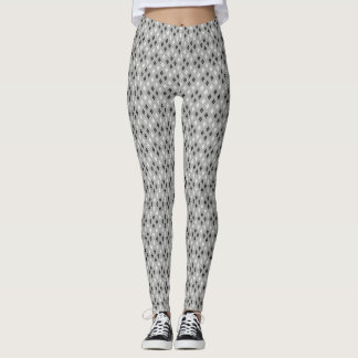 black and white grey geometric fine pattern leggings