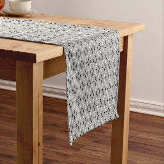black and white grey geometric fine pattern short table runner