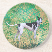 Black and White Greyhound Sandstone Coaster