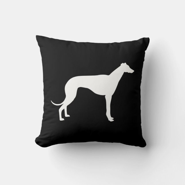 Black and White Greyhound Silhouette Both Sides Cushion (Front)