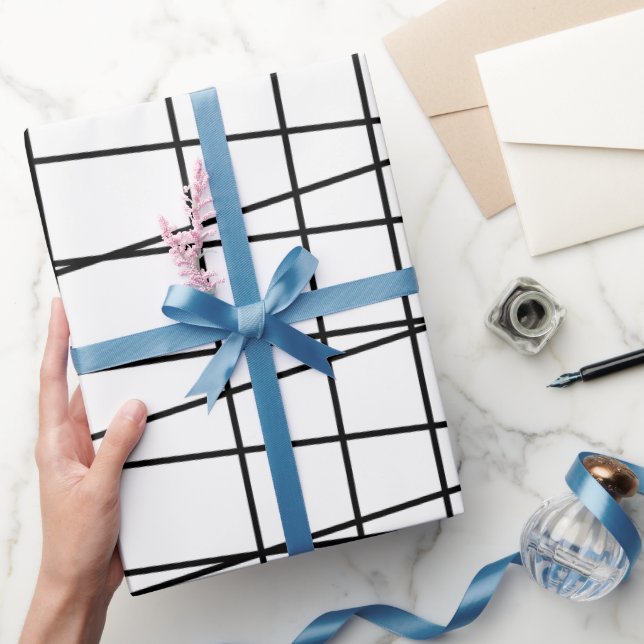 Black and White Grid Lines Wrapping Paper (Gifting)