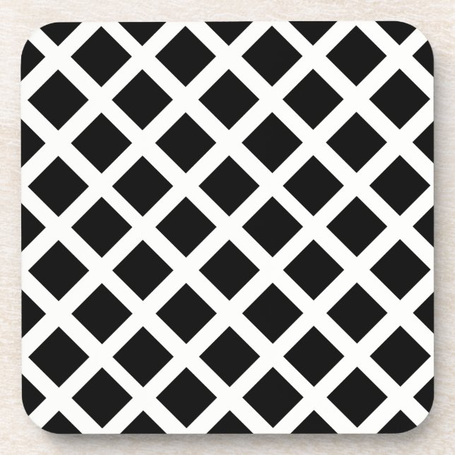 Black And White Grid Optical Illusion Pattern Coaster (Front)