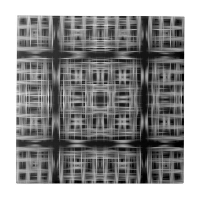 Black and white grid pattern ceramic tile (Front)