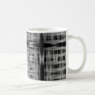 Black and white grid pattern coffee mug