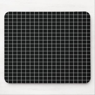 Black and White Grid Pattern Mousepad