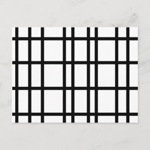 Black and white grid pattern postcard