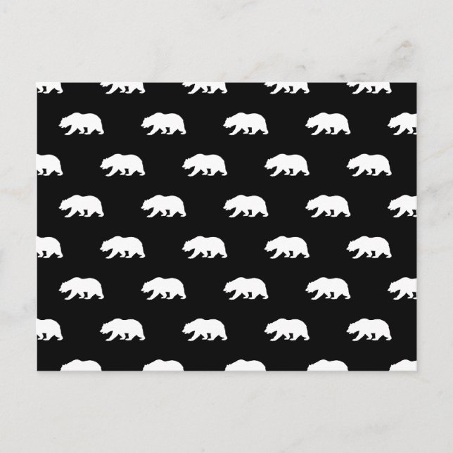 Black and White Grizzly Bear Pattern Postcard (Front)