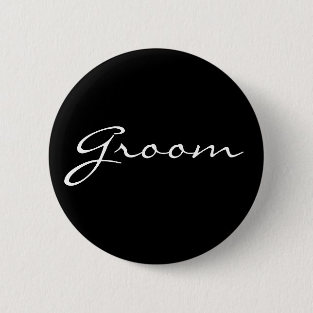 Black and White Groom Button (Front)