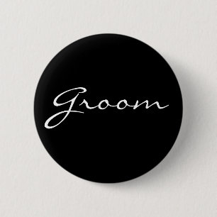 Black and White Groom Button