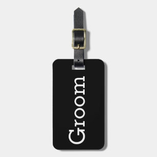 Black and White Groom Travel Luggage Tag