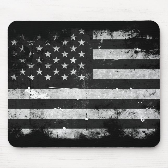 Black and White Grunge American Flag Mouse Pad (Front)