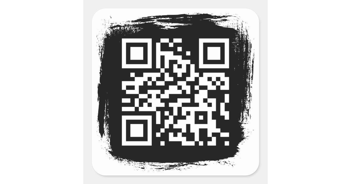 Black and White Grunge Border QR Code Square Sticker | Zazzle