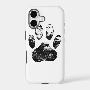 Black and White Grunge Dog Paw Print