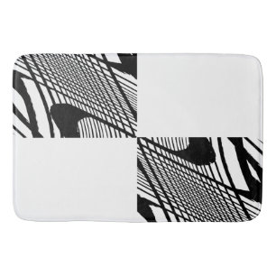 Black and White Grunge grid Bath Mat