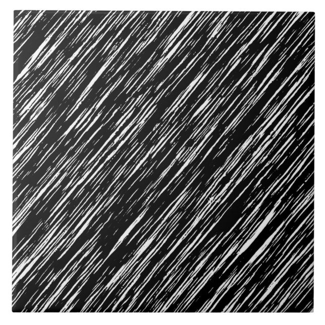 Black and White Grunge Pattern Ceramic Tile (Front)