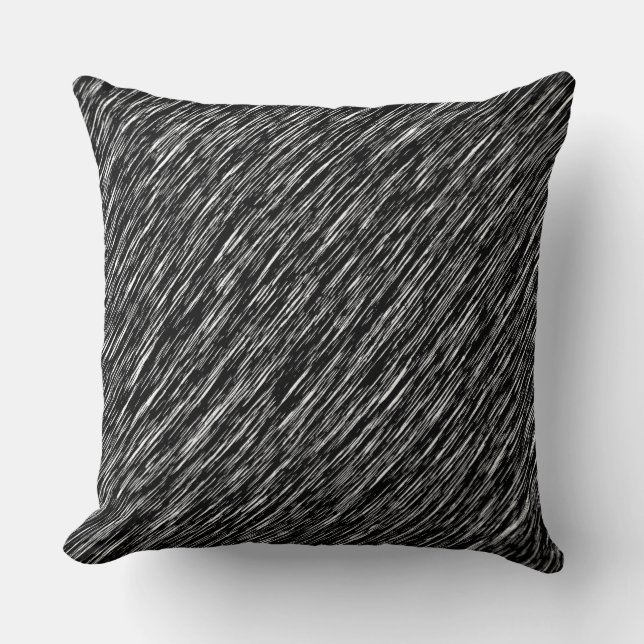 Black and White Grunge Pattern Cushion (Front)