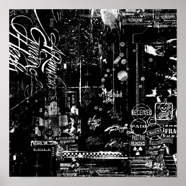 Black and white grunge Poster (Front)