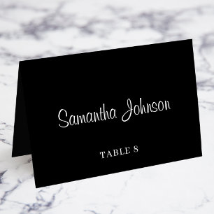 Black and White Guest Name Table No. Place Cards