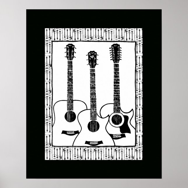 black and white guitar decor (Front)
