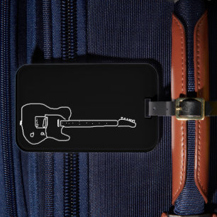 Black and White Guitar  Luggage Tag