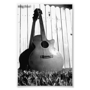 Black and White Guitar Photo Print