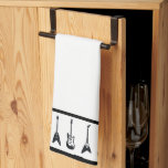Black and White Guitars Towel<br><div class="desc">Musical kitchen towel.</div>
