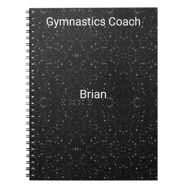 Black and White Gymnastics Coach Custom Notebook (Front)