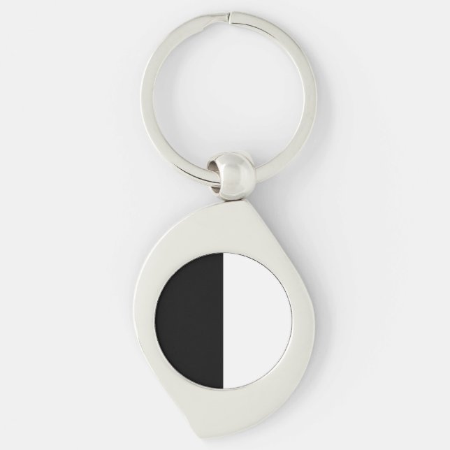 Black And White Half and Half graphic Key Ring (Front)
